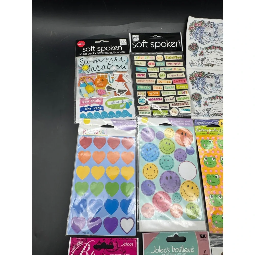 Lot of 10 New Scrapbooking Sticker Packs Jolee's Soft Spoken Kids Wedding Frog